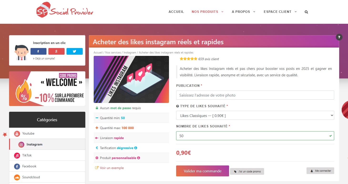 Achat de likes instagram sur Social Provider